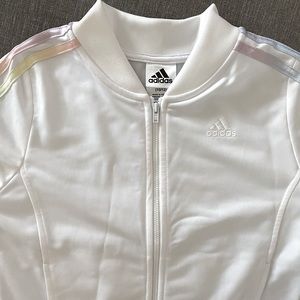 Girls Adidas Iridescent-stripe Tricot Jacket